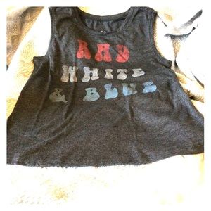 LOL vintage tank red white blue Novelty T-shirt  S